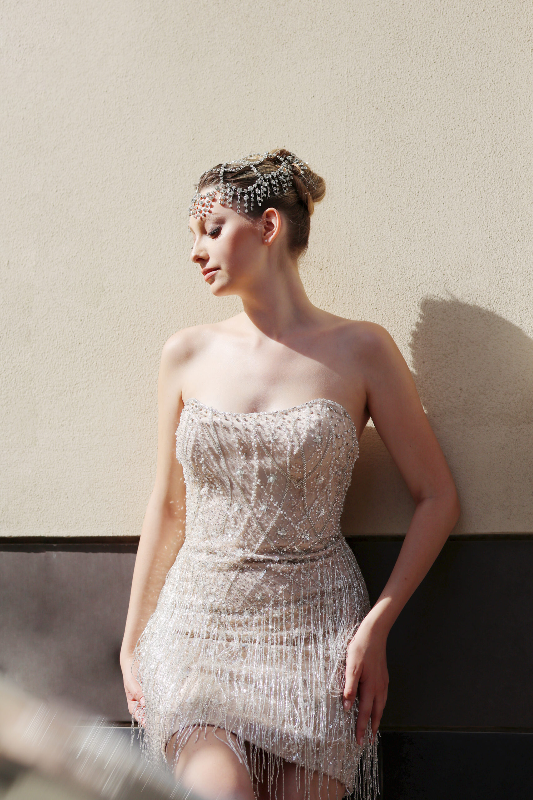 Amadia Bej Taş İşlemeli Mini After Party Elbisesi - Görsel 15