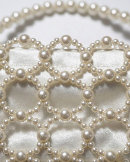 Alternative view of El Yapımı İnci Kafes Çanta - Saten Astarlı Gelin ve Abiye Çantası