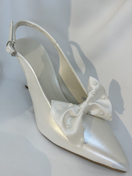 Kişiye Özel İncili Fiyonk Detaylı Arkası Açık Stiletto